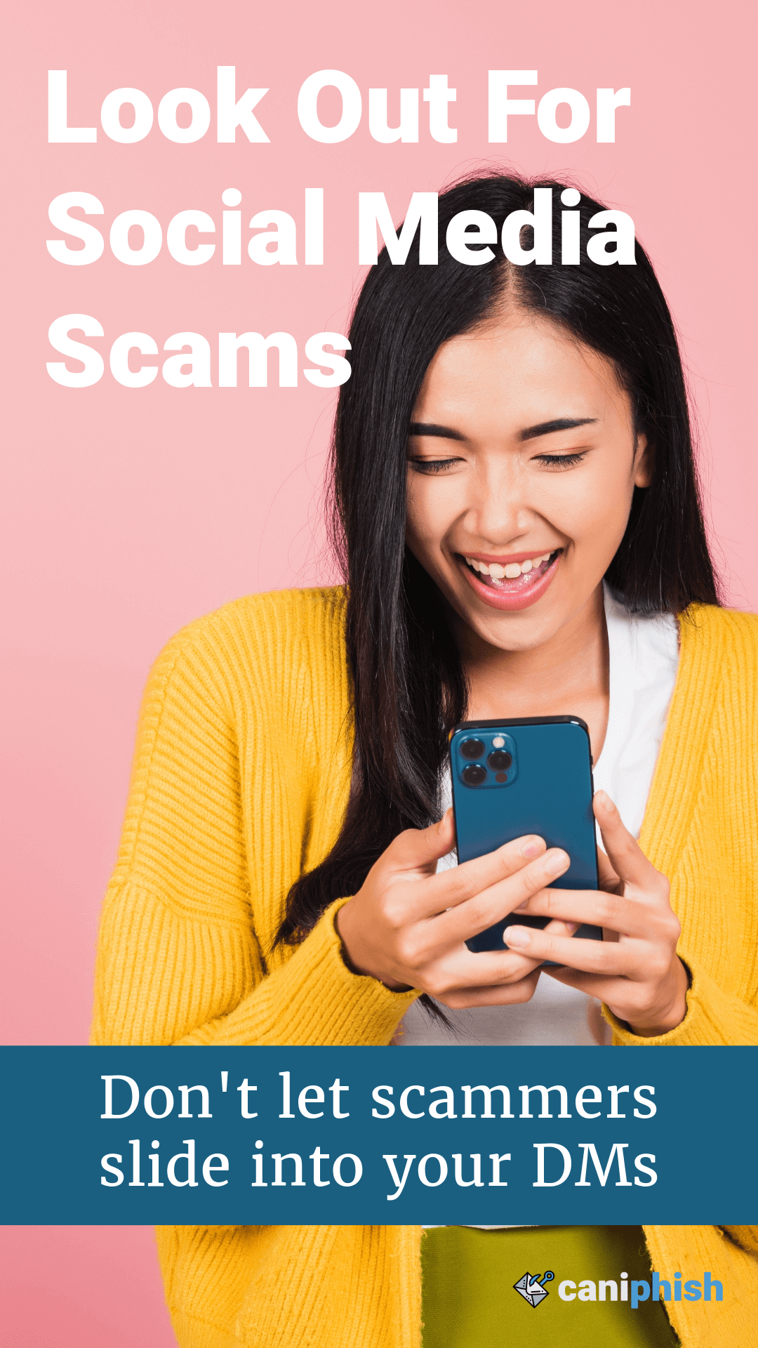 Poster depicting a warning to be on the look out for social media scams