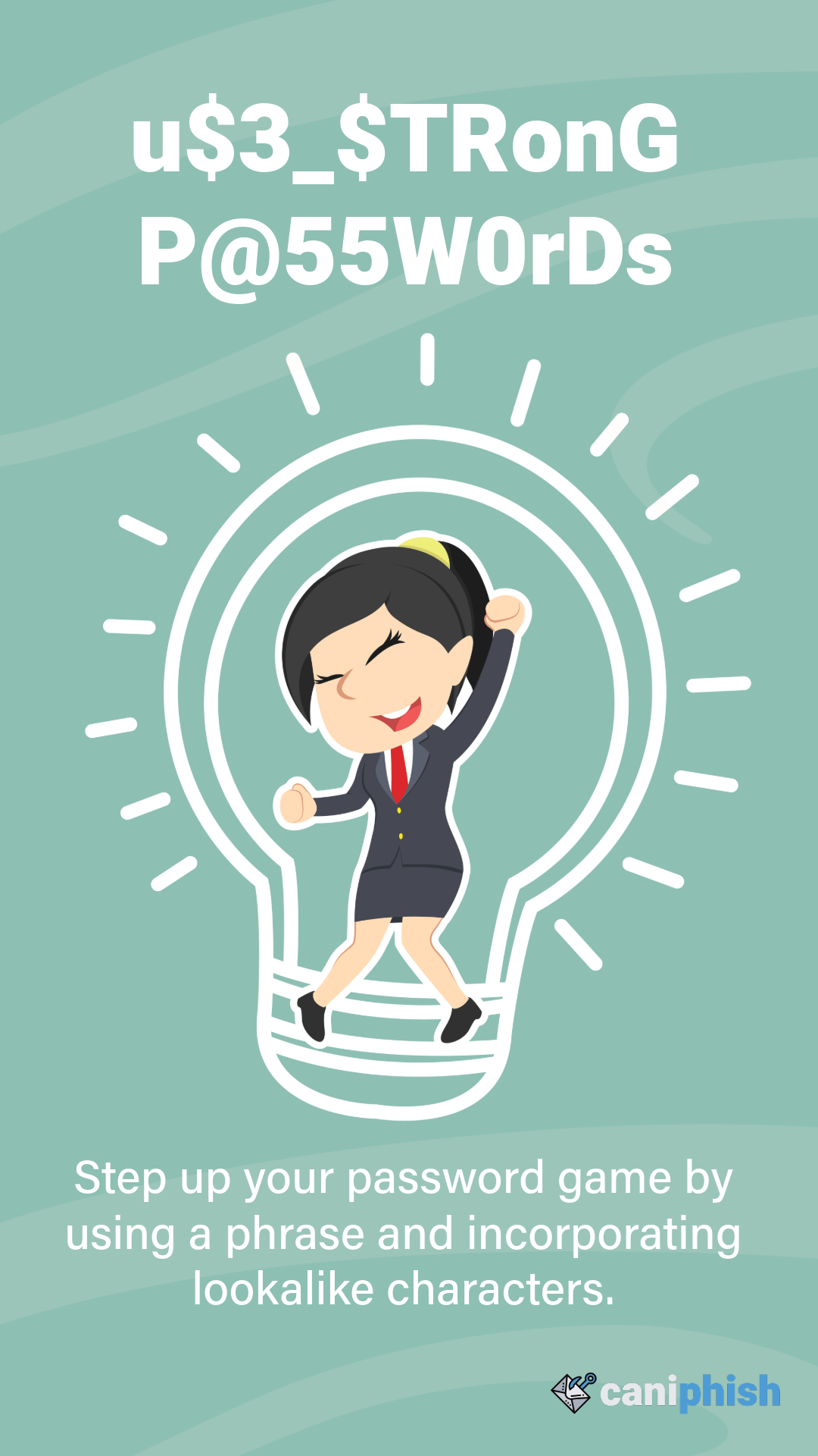 Poster depicting how to create a strong and memorable password.