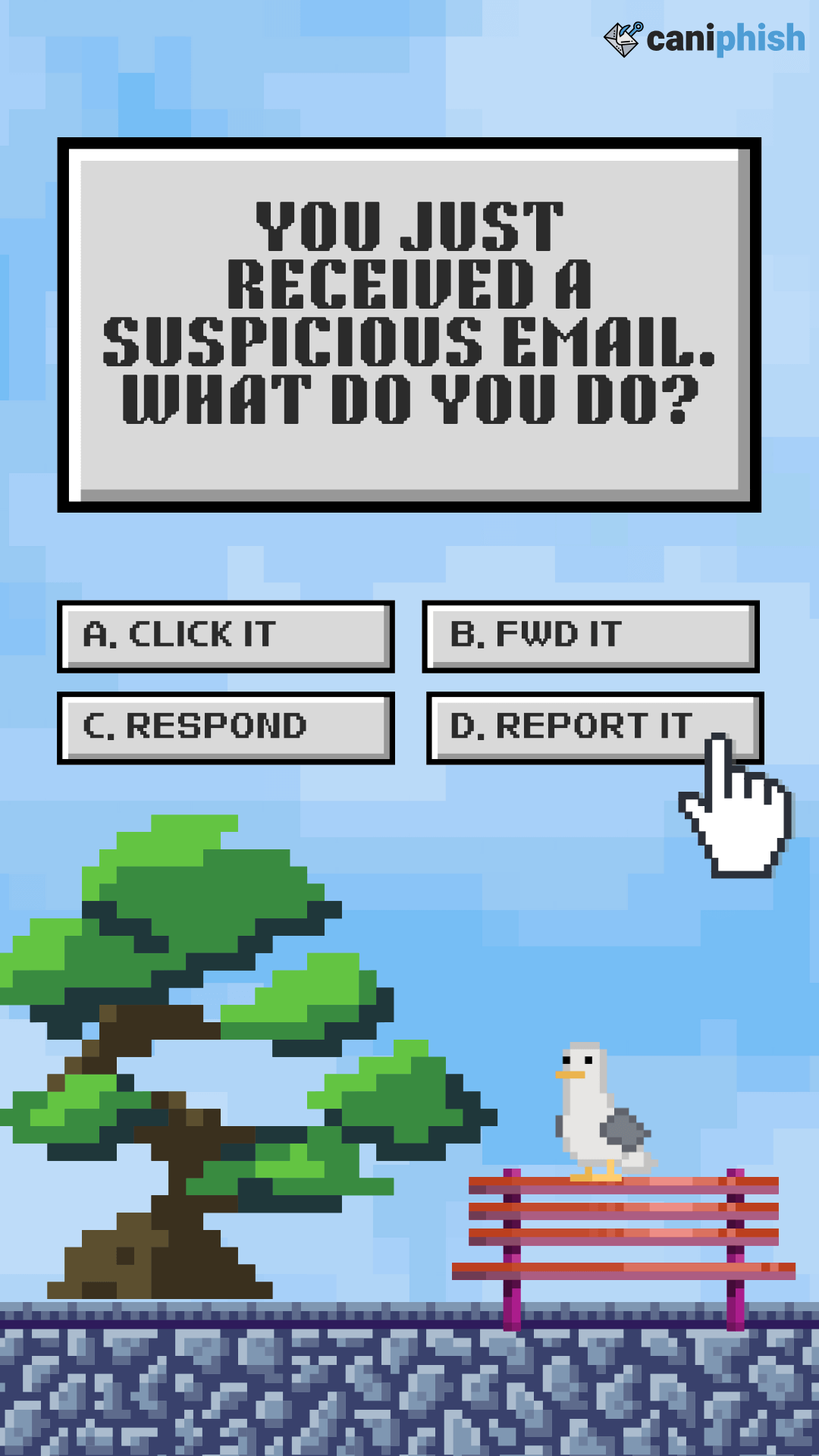 Poster advising to report suspicious emails