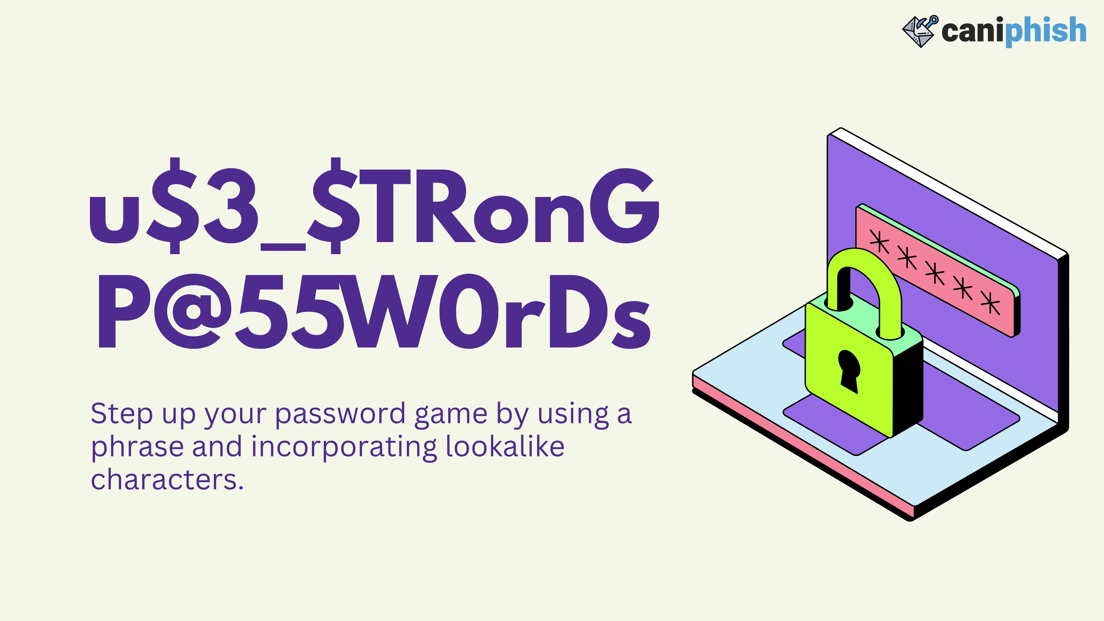 Wallpaper to remind you to use strong passwords.